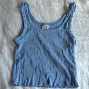 Aritzia Blue Ribbed Crop Tank Top